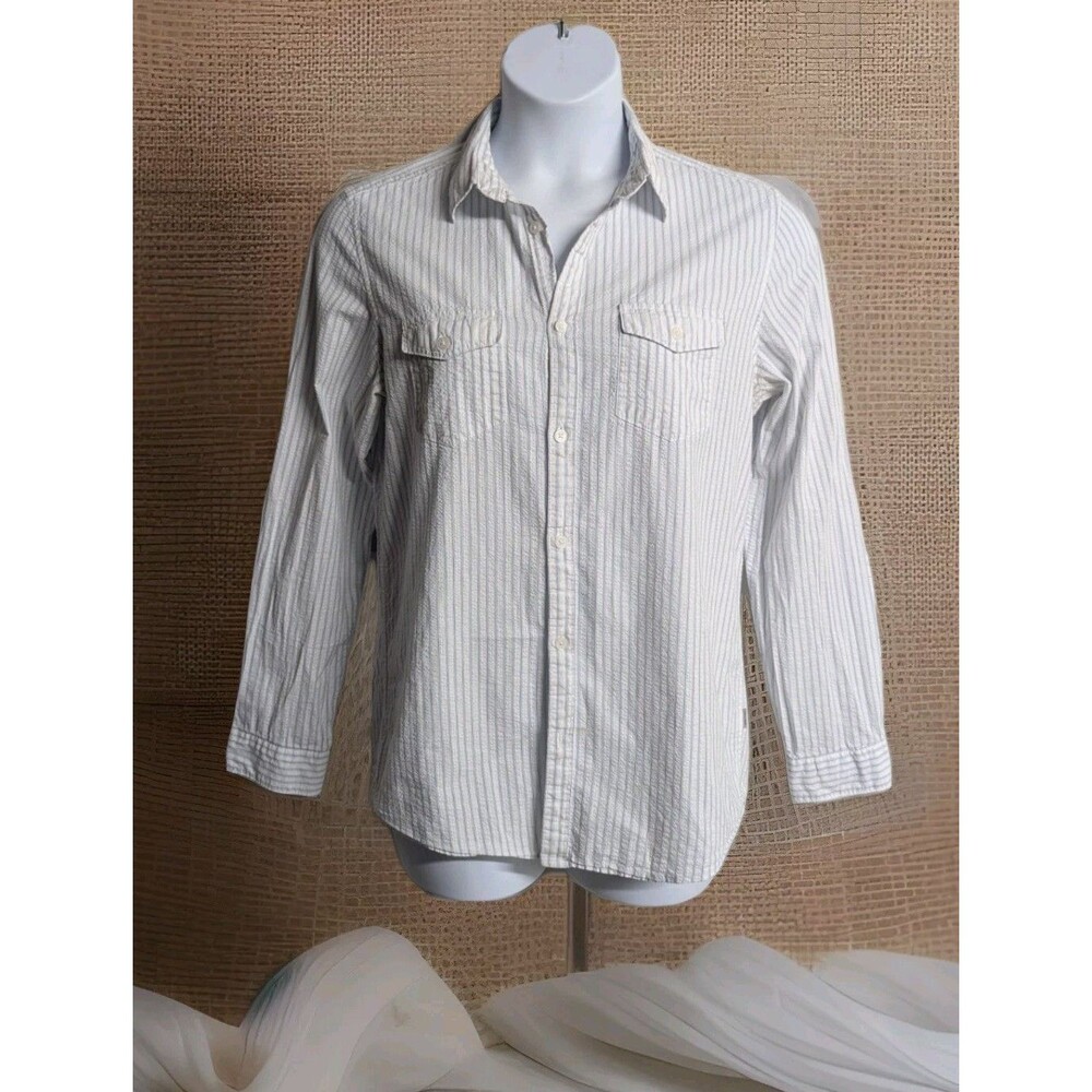 Calvin Klein Womens Sz M Long Sleeve Button Down Striped Elegant Classic Shirt